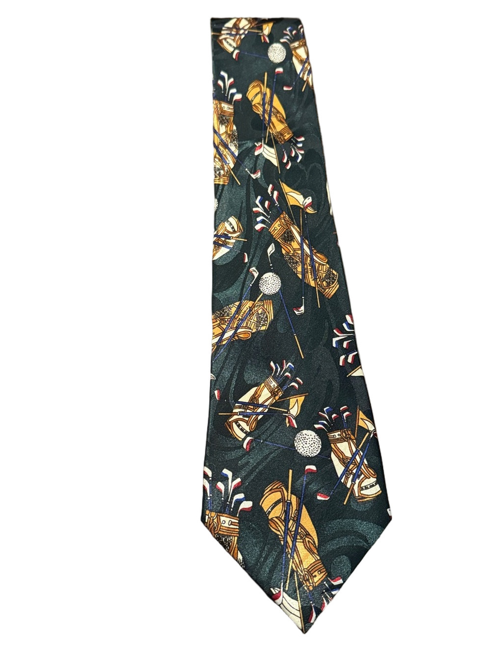 Steven Harris Hunter Green Golf Motif Sporty Men's Tie OSFM
